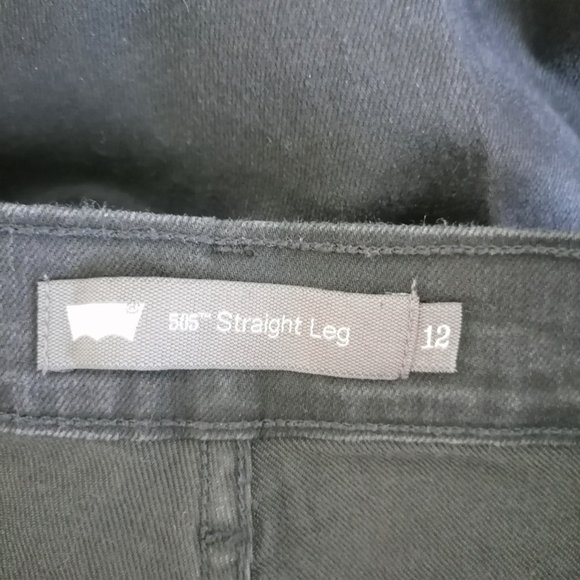 Levi's 505 Womens Black Dark Wash Denim Mid Rise Straight Leg Jeans Size 12 - Picture 5 of 8